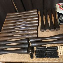 Vintage Lot Of 18 Dowels 12" & 15" And Screws For Wooden Shelves Legs