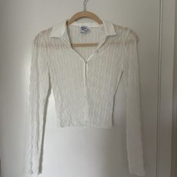 2000s Style White Transparent Button Up 