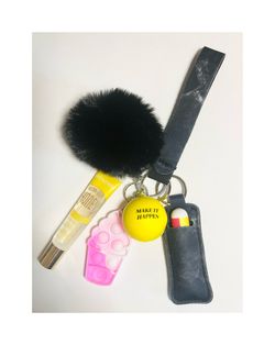 Car Keychain Lipgloss Stress Toy Set