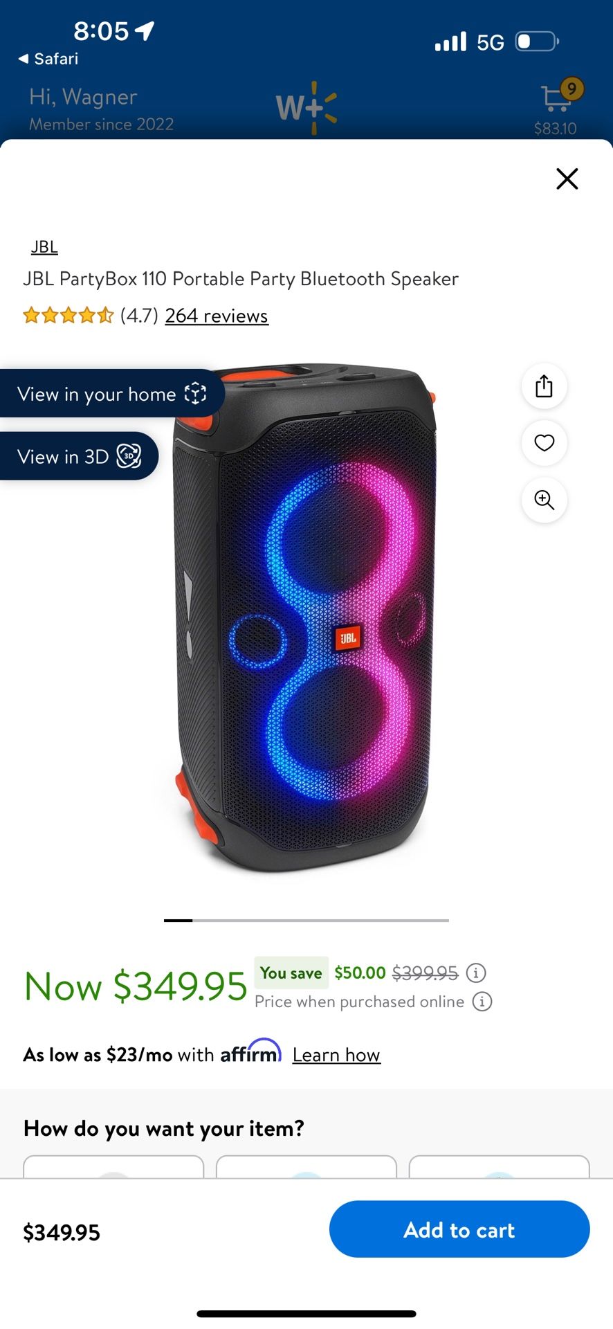 JBL PartyBox 110 Portable Party Bluetooth Speaker