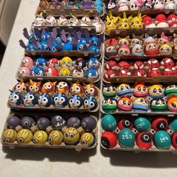 Easter Eggs With Confetti Different Characters Sonic Bluey Sanrio Pokémon Stitch Squid Games  Power Puff Girls  Spider Man Dia Del Conejo Labubu 