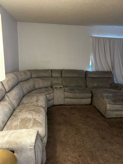 Gray reclinable  sectional sofa