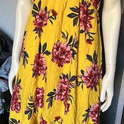 Summer Dress XL Yellow Floral