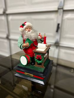 Vintage 1993 Holiday Creations Animated Musical Santa at Desk.