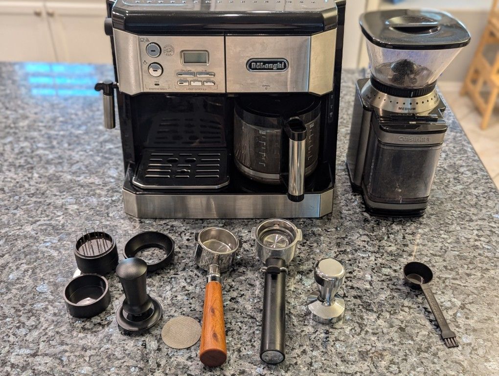 DeLonghi BCO430 Espresso & Coffee Machine + Cuisinart Coffee Grinder