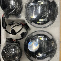 Set Of Headlights And Fog Lights Led Fit Jeep Wrangler JK
