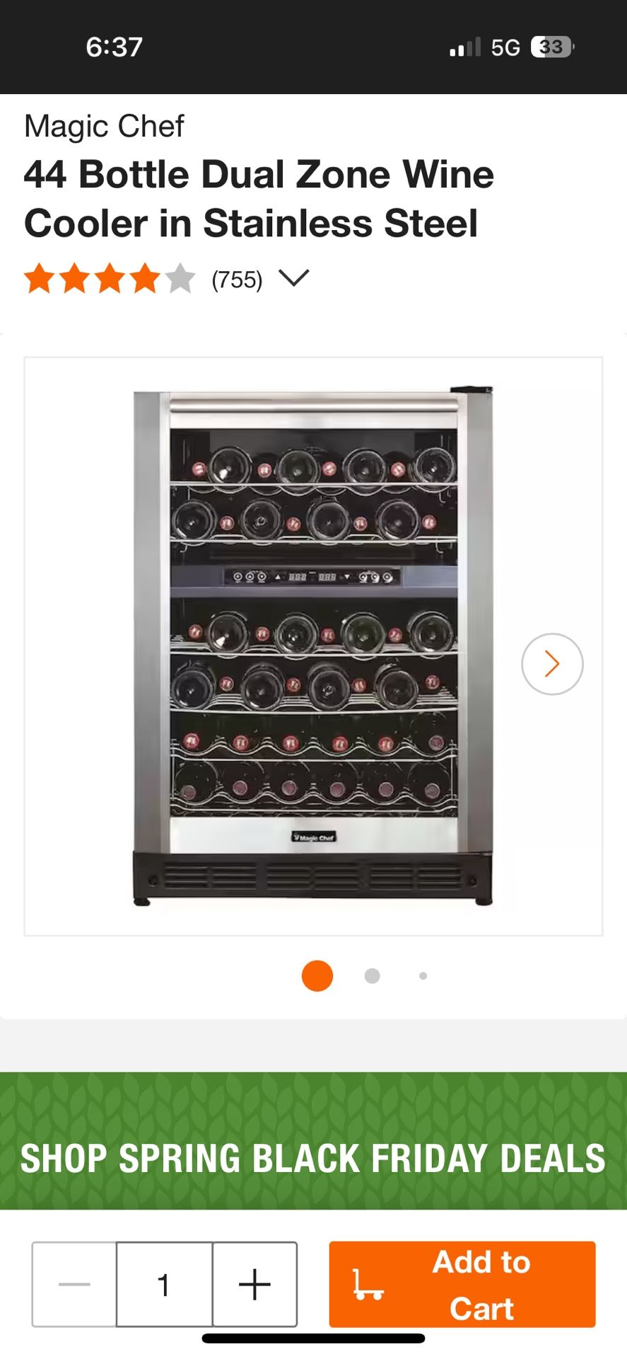 Magic Chef 44 Bottle Dual Zone Wine Cooler