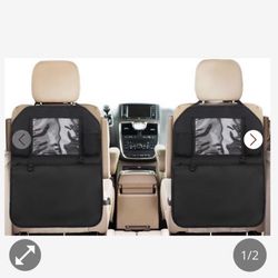 Brand New Enovoe Back Seat Protector For Kids-2 Pack With Pocket Organizer-Premium Quality PVC Car Kick Mats-Best Waterproof Protection For Upholstery