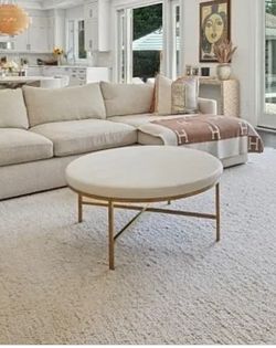 Mod Shop Faux Leather and Brass Milan Ottoman 