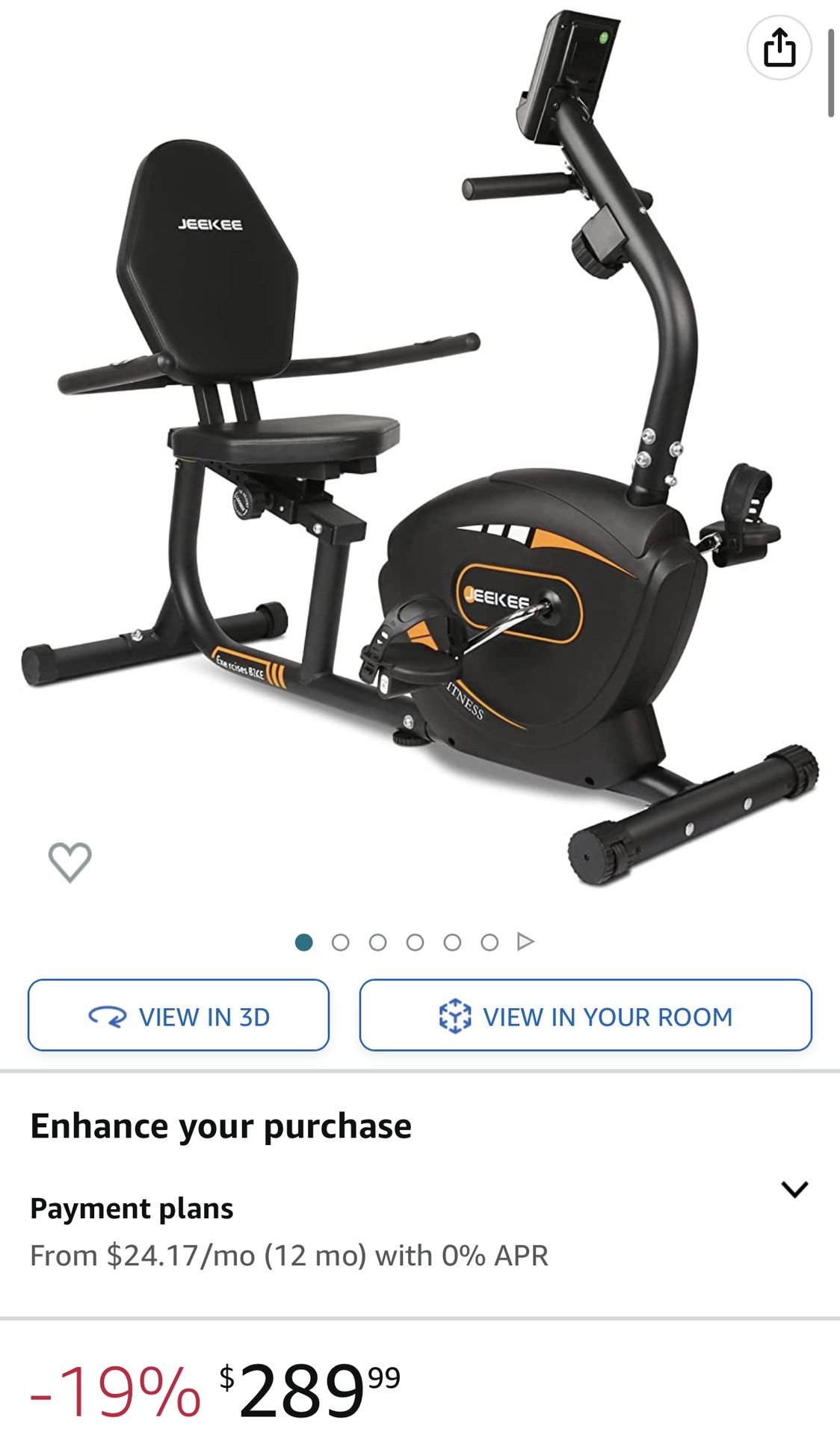 Jeekee recumbent online exercise bike