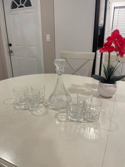 Crystal Decanter and 6 Glass Set