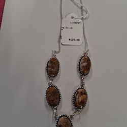 STERLING SILVER AGATE NECKLACE 