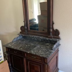 Victorian Washstand With Marble top And Mirror  