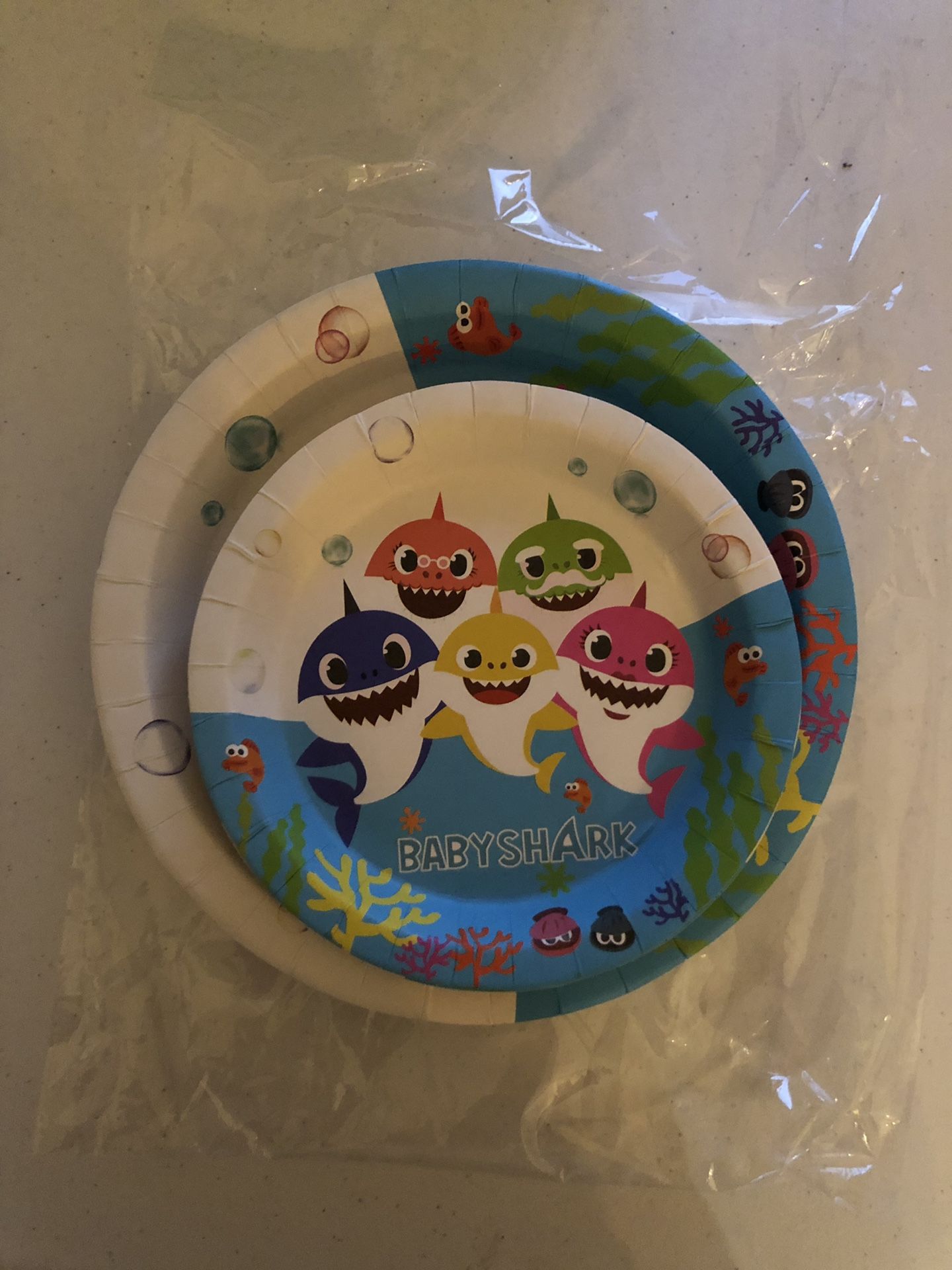 Baby Shark paper plates for birthday party