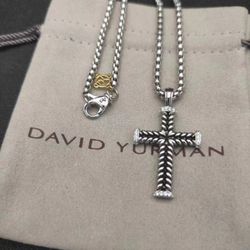 David Yurman Cross Pendant Necklace 