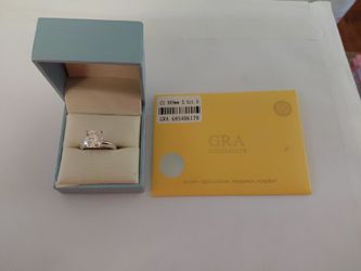 New Cushion Cut Silver 3.5 Ct Moissanite Solitaire Ring Size 5 1/2