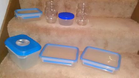 Interlock heavy duty storage containers w/jars* microwaveable.