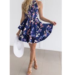 HelloMolly Floral Fit & Flare Open Back Party Dress