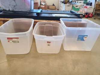 3 Large Clear Plastic Storage Totes for Sale