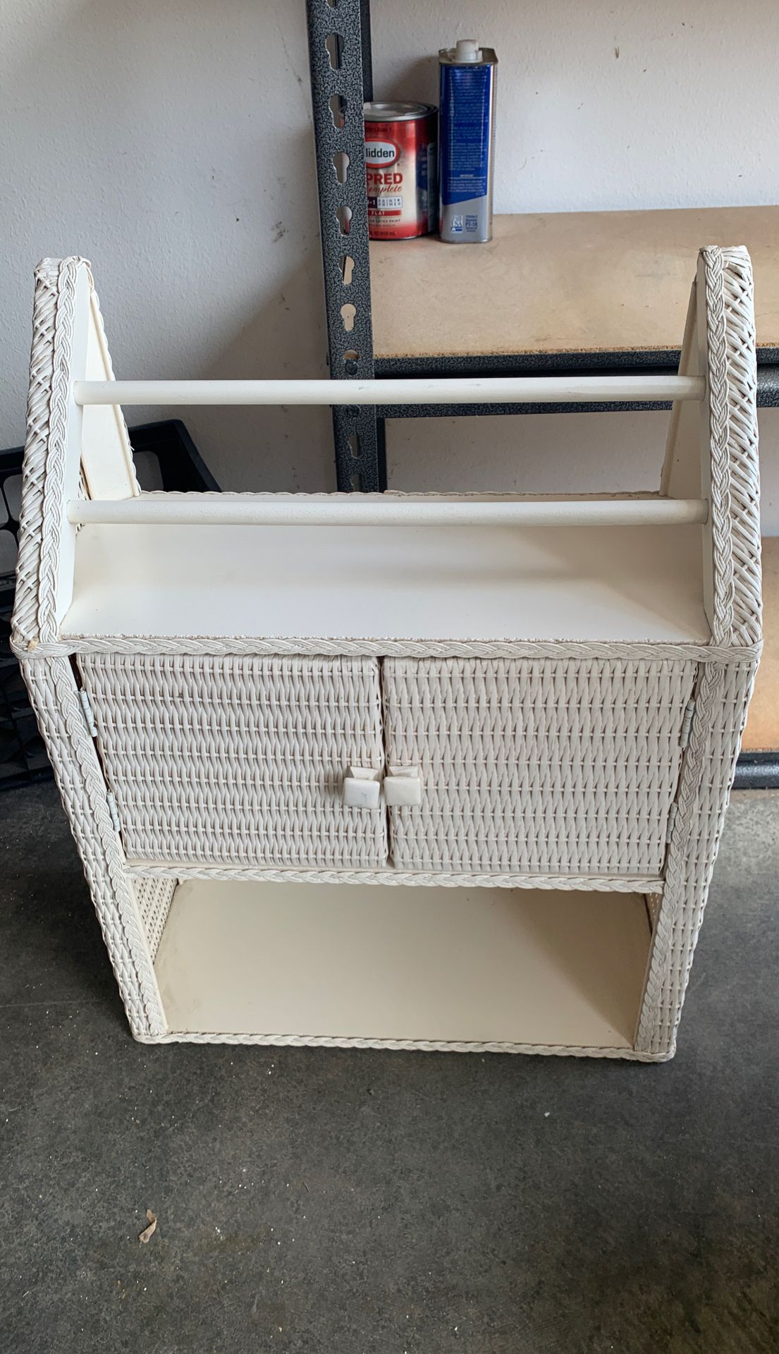 Wicker storage cabinet