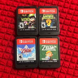 Nintendo Switch Games. Luigi’s Mansion 2,3. Zelda Skyward Sword, Links Awakening. All 4 For $160