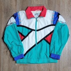 Vintage 80s Casual Isle Colorblock Windbreaker Size Medium 