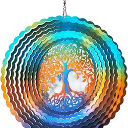 FONMY Stainless Steel Wind Spinner Worth Gifts Indoor Outdoor Garden Decoration Crafts Ornaments 12Inch Multi Color Life Tree Wind Spinners