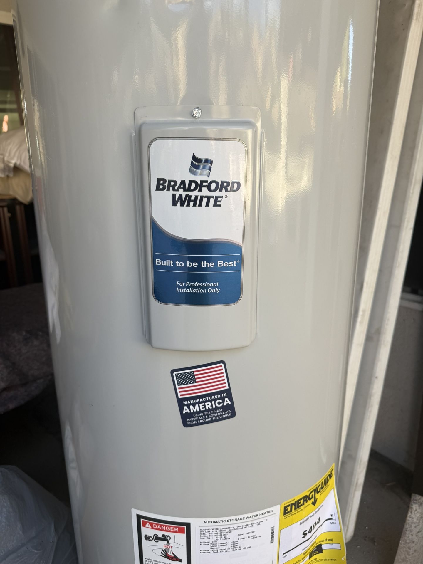 Bradford White Electric 50G Water Heater For Sale