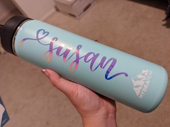 Holographic vinyl name decal, Starbucks cup decal, tumbler name decal , custom name , hand lettered calligraphy