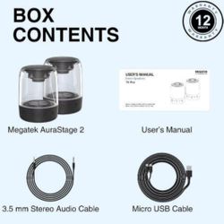 MEGATEK T4-Pro IPX5 Waterproof Portable Bluetooth Speakers with Cool LED Lights and Wireless Stereo Pairing, Loud 360° HD Sound and Rich Bass, Small S