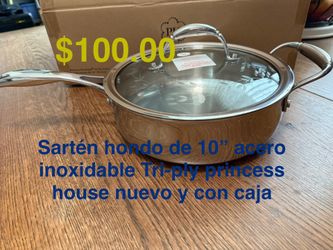 Sartén De 10” Acero Inoxidable Tri-ply 👉 princess house todo nuevo y con caja 📦
