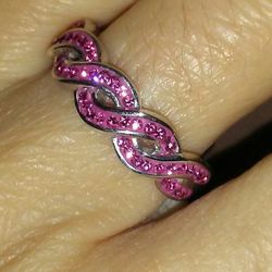 NEW Stunning Sterling Silver Vibrantly Colored Pink Swarovski Crystal Ring!