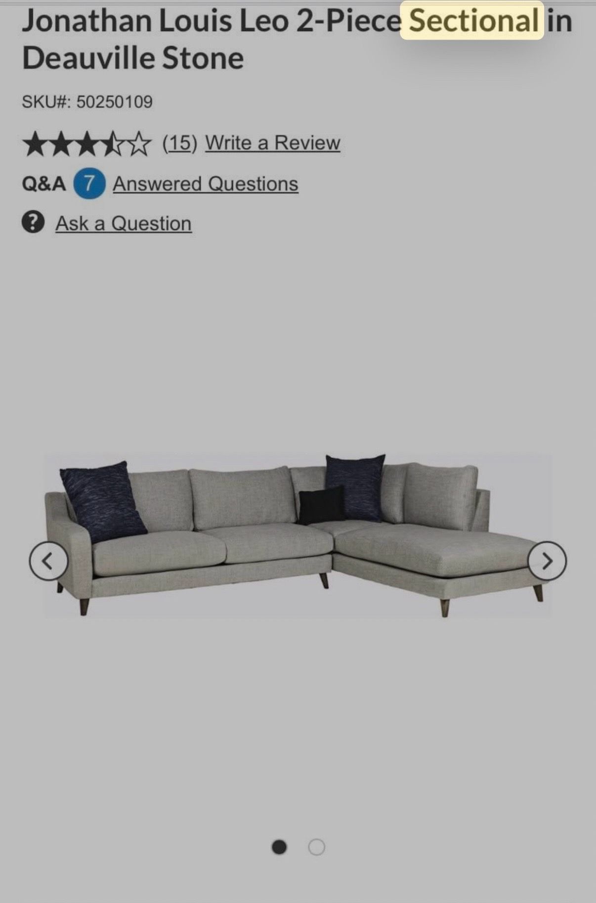 Jonathan Louis Sectional Couch in Deauville Stone