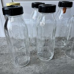 6 Vintage Glass Baby Bottles 8 Oz Excellent Condition Pyrex Evenflo 
