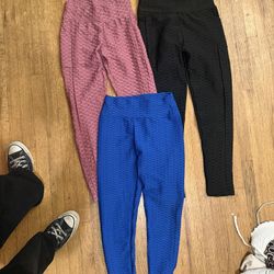 Blue, Pink, And Black Leggings 