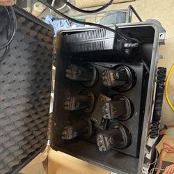 6 Motorola CP200 Two-Way Radios + 6-Bank Charger + Pelican Case