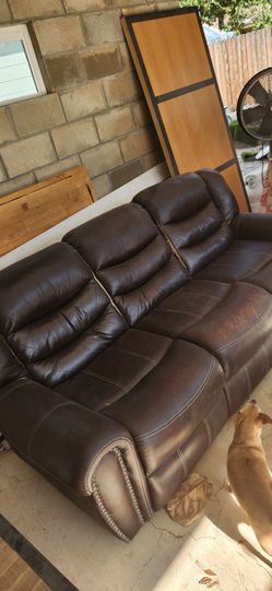 Used couch, faux leather, pleather, outdoor,