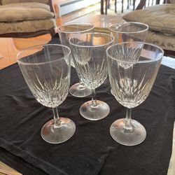 Vintage Set Of 5 Darwues Durand Diamant Crystal Glass