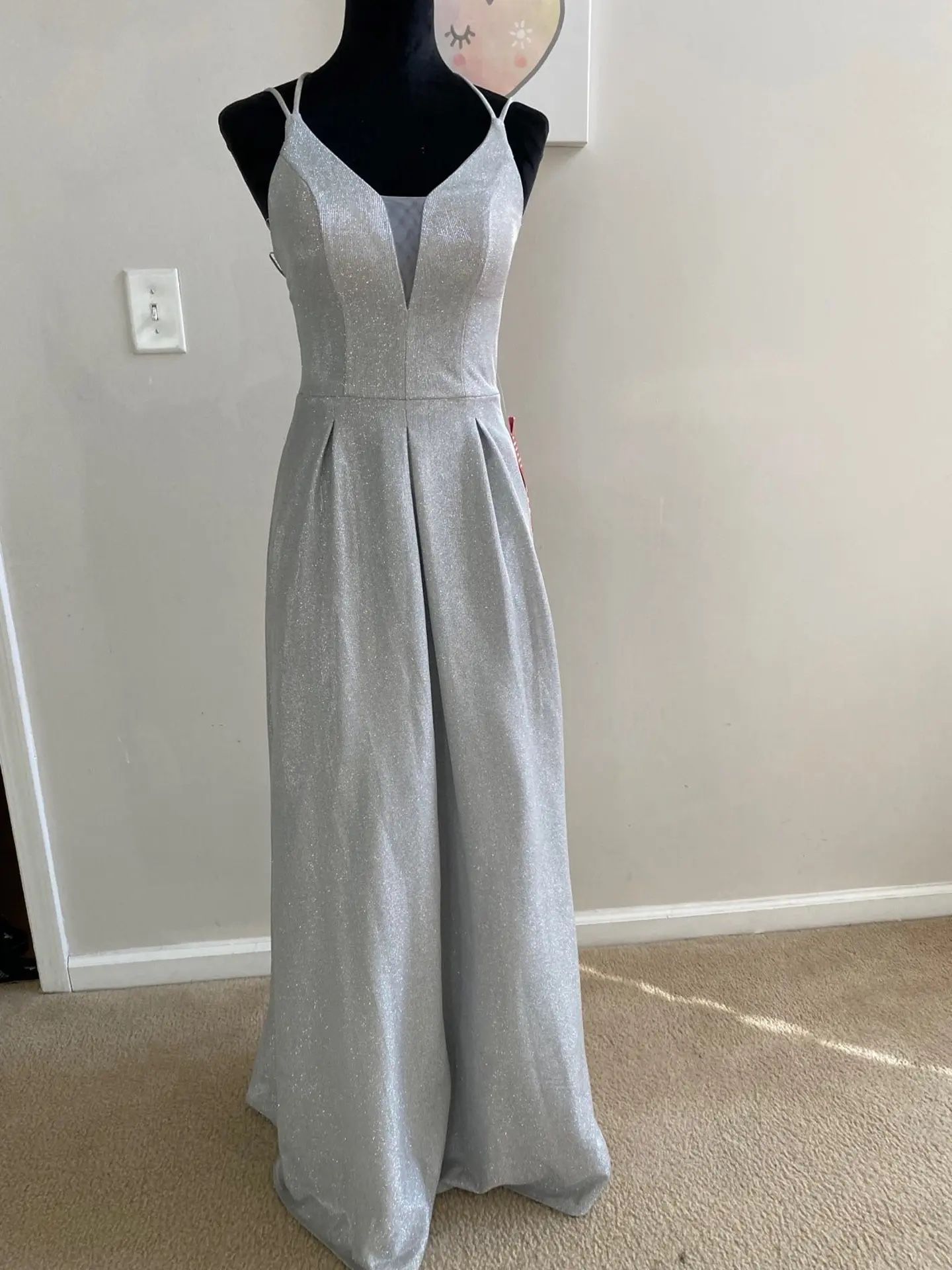 ✨ Crystal Doll Silver Glitter A-Line Gown ✨