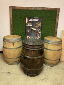 Wine barrel table