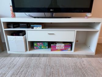 White TV Stand with Drawer