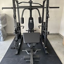 Vesta Fitness Smith Machine 1001 w/Bench Attachment | 245lb Cast Iron Olympic Weights | 7ft Olympic Bar | Fitness | Gym Equipment | FREE DELIVERY 🚚 