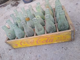 Antique Coke Bottles In Wood Case