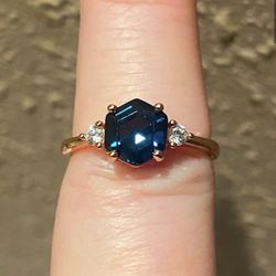 London Blue Topaz Rose Gold Ring Sz 7