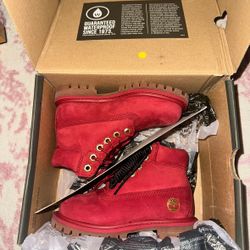 New Red Timberland Boots Size 9C
