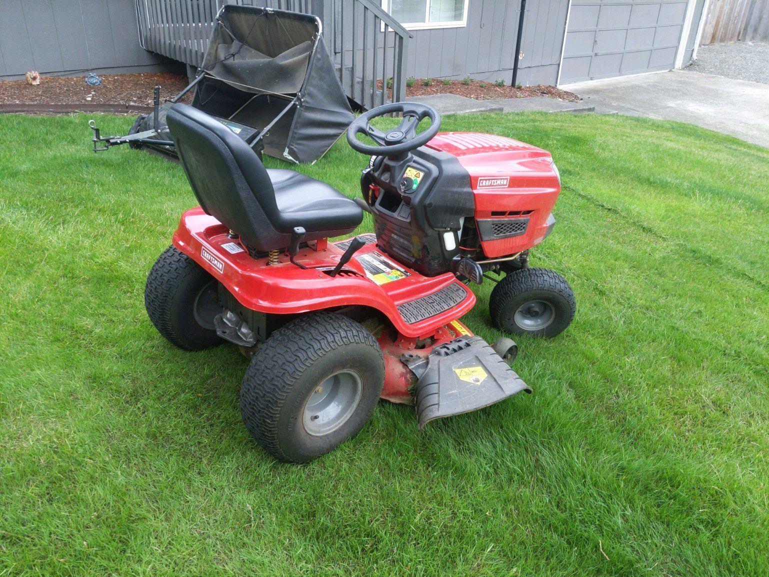 Craftsman 42" Riding Lawn Mower with Sweeper!