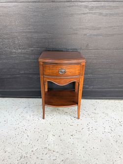 Vintage Mahogany Bow-Front Nightstand