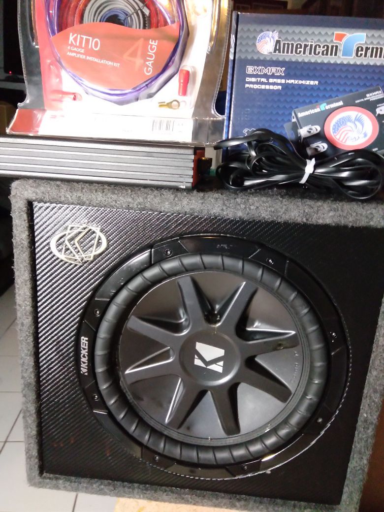 12" kicker 1600w amp. Epicenter and wires