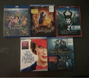 5 Disney Blu-Ray, DVD, plus digital code sold as a bunch. Excellent condition.