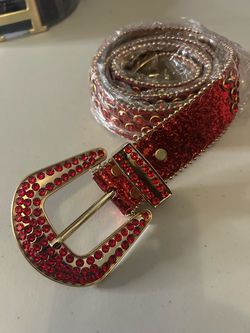 Red rhinestone belt 34”